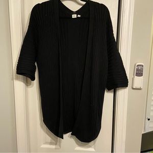GAP Knit Ribbed Cardigan Black Open Front Small Petite